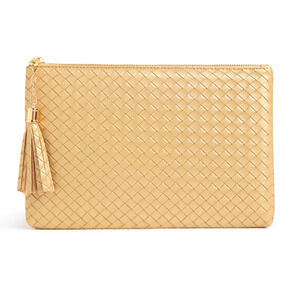 VIRGINIA WOLF Mimi Woven Pouch Metallic Gold Vegan Leather Curateur Rachel Zoe